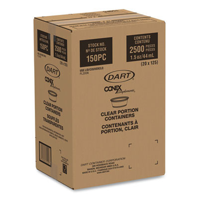 Conex Complements Portion/Medicine Cups, 1.5 Oz, Plastic, Translucent, 125/Bag, 20 Bags/Carton
