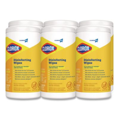 Cloroxpro Disinfecting Wipes, 1-Ply, 7 x 8, Lemon Fresh, White, 75/Canister, 6/Carton
