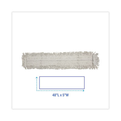 Disposable Dust Mop Head, Cotton/Synthetic Fibers, 48 x 5, White