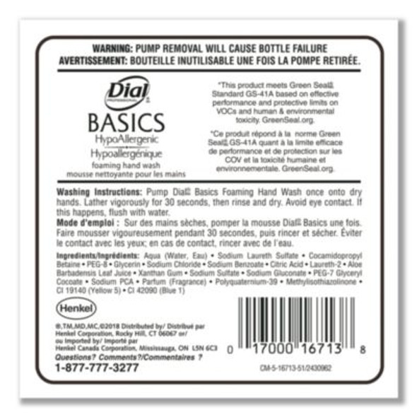 Basics Hypoallergenic Foaming Hand Wash Refill For Fit Manual Dispenser, Honeysuckle Scent, 1.2 L, 3/Carton