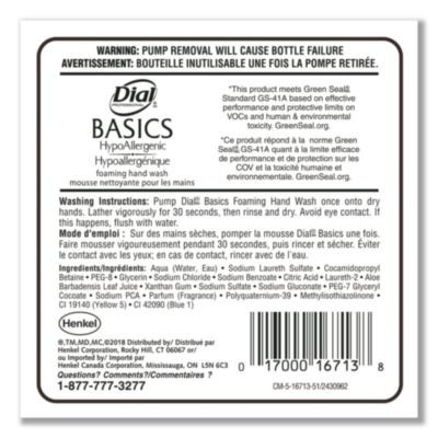 Basics Hypoallergenic Foaming Hand Wash Refill For Fit Manual Dispenser, Honeysuckle Scent, 1.2 L, 3/Carton