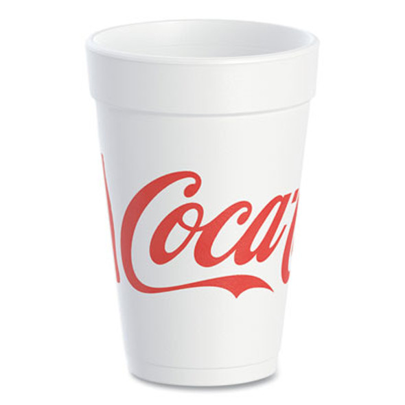 Coca-Cola Foam Cups, 16 Oz, White/Red, 25/Bag, 40 Bags/Carton