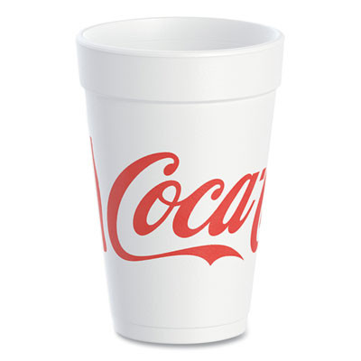 Coca-Cola Foam Cups, 16 Oz, White/Red, 25/Bag, 40 Bags/Carton