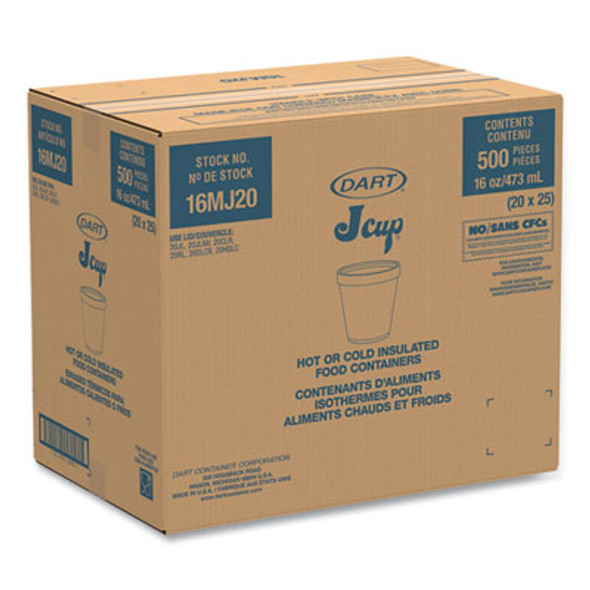 Foam Containers, Squat, 16 Oz, White, 25/Bag, 20 Bags/Carton