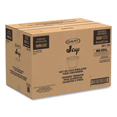 Foam Containers, Extra Squat, 16 Oz, White, 25/Bag, 20 Bags/Carton