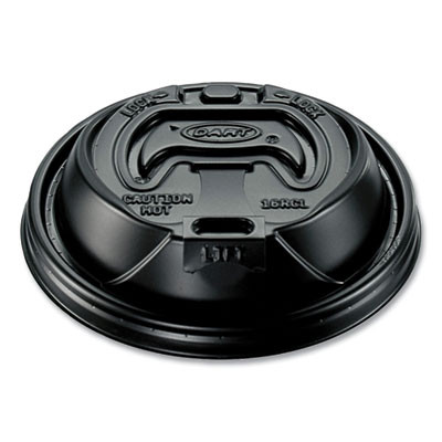 Optima Reclosable Lid, Fits 12 Oz To 24 Oz Hot Cups, Plastic, Black, 100/Pack, 10 Packs/Carton