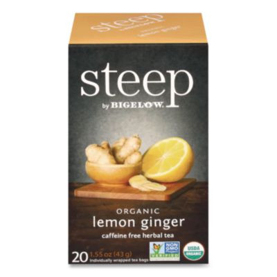Steep Tea, Lemon Ginger, 1.6 Oz Tea Bag, 20/Box