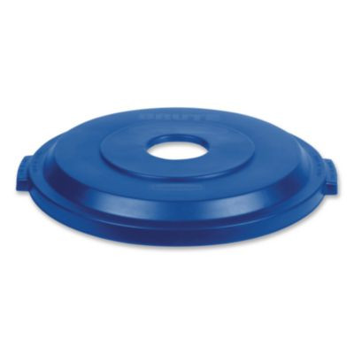Bottle/Can Recycling Top For Brute 32 Gal Containers, Round Openings, 9.8w x 22.9d x 22.3h, Blue