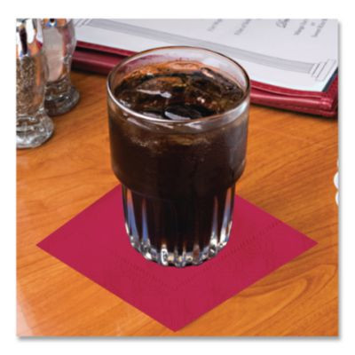 Embossed Beverage Napkins, 2-Ply, 9.5 x 9.5, Red, 1,000/Carton