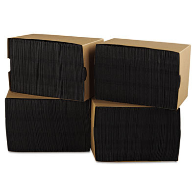 Embossed Beverage Napkins, 2-Ply, 9.5 x 9.5, Black, 1,000/Carton