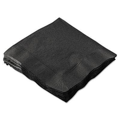 Embossed Beverage Napkins, 2-Ply, 9.5 x 9.5, Black, 1,000/Carton