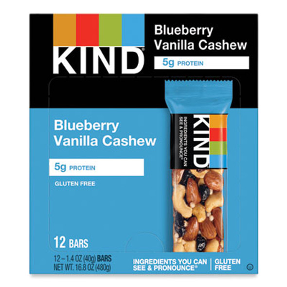 Fruit And Nut Bars, Blueberry Vanilla And Cashew, 1.4 Oz Bar, 12/Box
