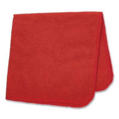 Microfiber Cleaning Cloths, 16 x 16, Red, 24/Pack