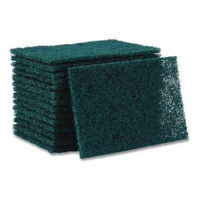 Heavy-Duty Scouring Pad, 6 x 9, Green, 15/Carton