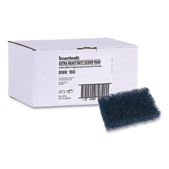 Extra Heavy-Duty Scouring Pad, 3.5 x 5, Dark Blue, 20/Carton
