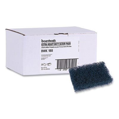 Extra Heavy-Duty Scouring Pad, 3.5 x 5, Dark Blue, 20/Carton