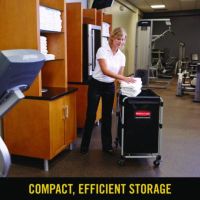 One-Compartment Collapsible X-Cart, Synthetic Fabric, 4.98 Cu Ft Bin, 20.33" x 24.1" x 34", Black/Silver