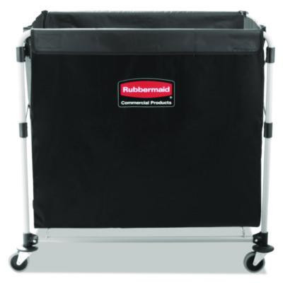 One-Compartment Collapsible X-Cart, Synthetic Fabric, 9.96 Cu Ft Bin, 24.1" x 35.7" x 34", Black/Silver