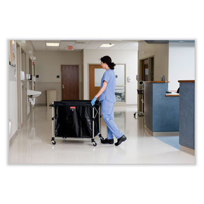 One-Compartment Collapsible X-Cart, Synthetic Fabric, 9.96 Cu Ft Bin, 24.1" x 35.7" x 34", Black/Silver