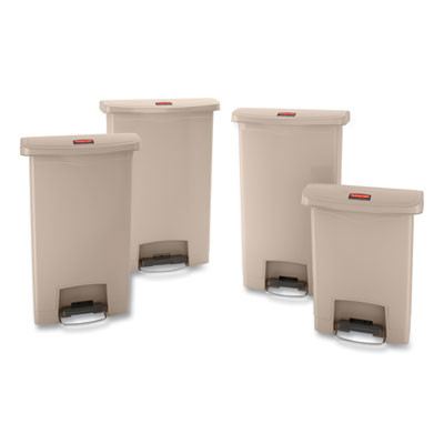Streamline Resin Step-On Container, Front Step Style, 13 Gal, Polyethylene, Beige