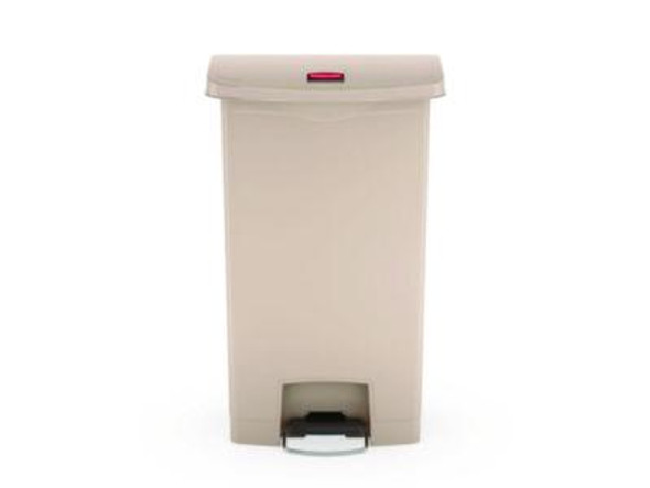 Streamline Resin Step-On Container, Front Step Style, 18 Gal, Polyethylene, Beige