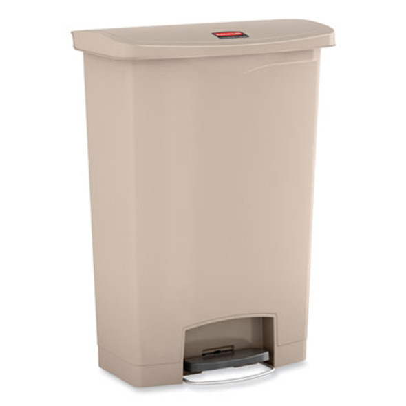 Streamline Resin Step-On Container, Front Step Style, 24 Gal, Polyethylene, Beige