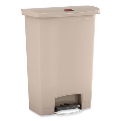 Streamline Resin Step-On Container, Front Step Style, 24 Gal, Polyethylene, Beige