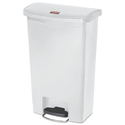 Streamline Resin Step-On Container, Front Step Style, 13 Gal, Polyethylene, White