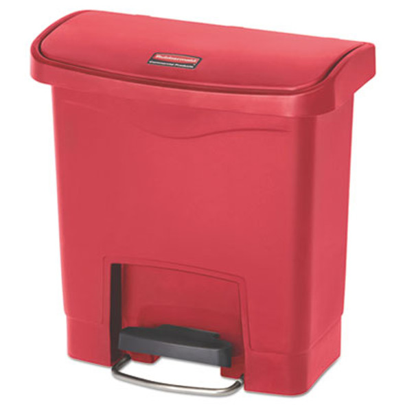 Slim Jim Streamline Resin Step-On Container, Front Step Style, 4 Gal, Polyethylene, Red