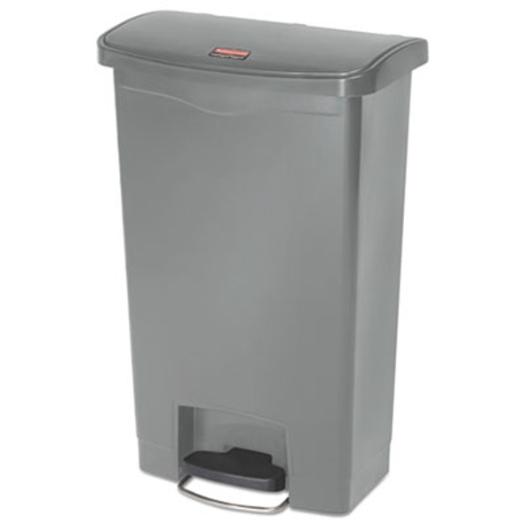 Slim Jim Streamline Resin Step-On Container, Front Step Style, 13 Gal, Polyethylene, Gray