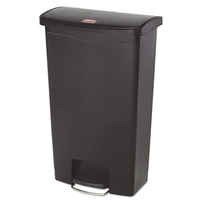 Slim Jim Streamline Resin Step-On Container, Front Step Style, 18 Gal, Polyethylene, Black