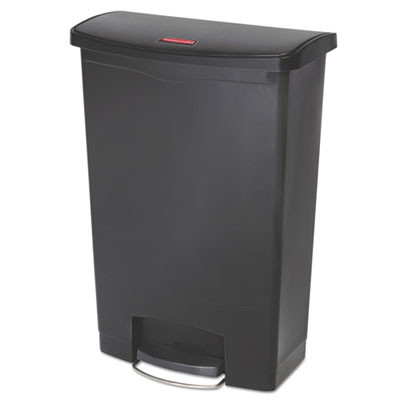 Streamline Resin Step-On Container, Front Step Style, 24 Gal, Polyethylene, Black