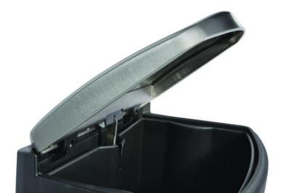 Slim Jim Stainless Steel Step-On Container, Front Step Style, 13 Gal, Stainless Steel, Black