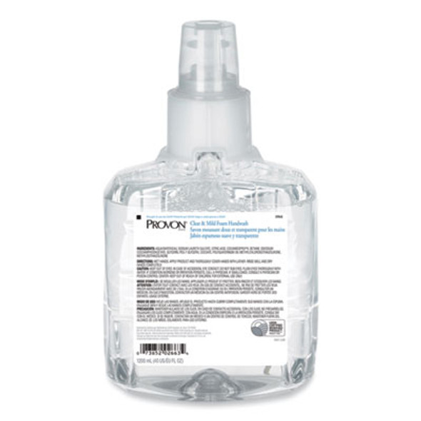 Clear And Mild Foam Hand Wash Refill, Unscented, 1,200 Ml, 2/Carton