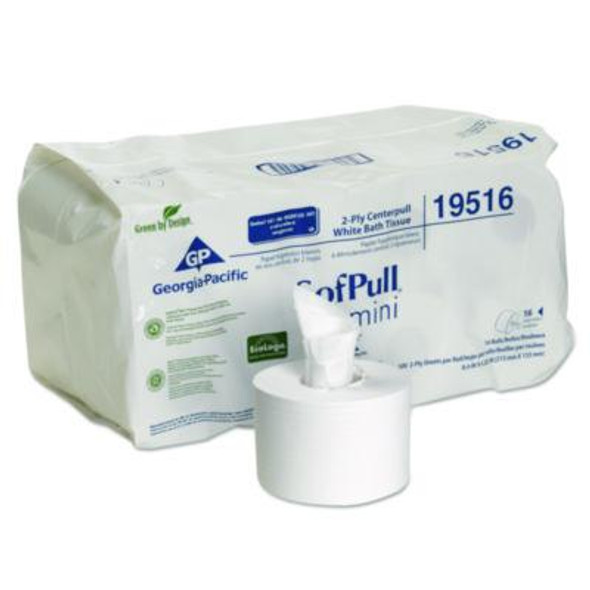 Sofpull Mini Centerpull Bath Tissue, Septic Safe, 2-Ply, White, 500 Sheets/Roll, 16 Rolls/Carton