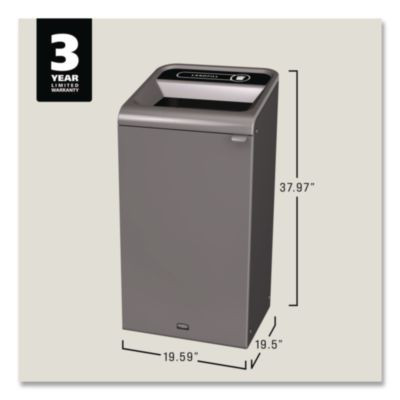 Configure Indoor Recycling Waste Receptacle, Landfill, 23 Gal, Metal, Gray
