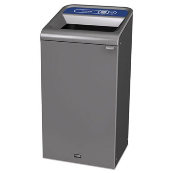 Configure Indoor Recycling Waste Receptacle, Paper Recycling, 23 Gal, Metal, Gray