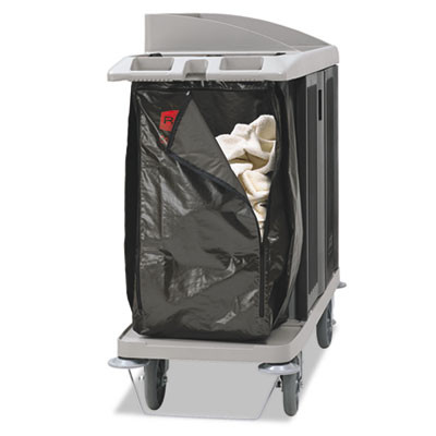 Zippered Vinyl Cleaning Cart Bag For Rubbermaid Commercial 6189, 6190, 6191, 6192, 9T19, 25 Gal, 17" x 10.5" x 33", Brown