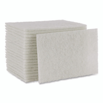 Light-Duty Scouring Pad, 6 x 9, White, 20/Carton
