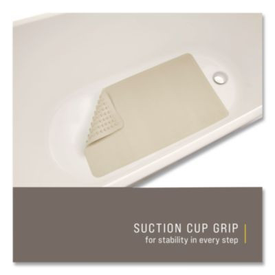 Safti-Grip Bath Mats, White Textured Surface, Suction-Cup Backing, 16" x 28"