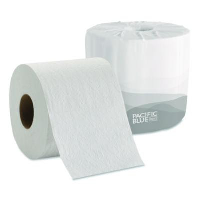 Pacific Blue Basic Embossed Bathroom Tissue, Septic Safe, 1-Ply, White, 550 Sheets/Roll, 80 Rolls/Carton