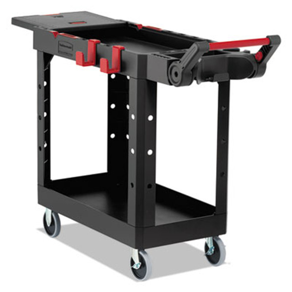 Heavy Duty Adaptable Utility Cart, Plastic, 2 Shelves, 500 Lb Capacity, 17.8" x 46.2" x 36", Black