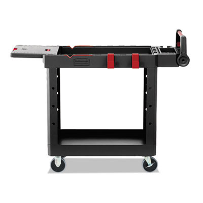 Heavy Duty Adaptable Utility Cart, Plastic, 2 Shelves, 500 Lb Capacity, 17.8" x 46.2" x 36", Black