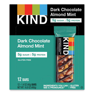 Nuts And Spices Bar, Dark Chocolate Almond Mint, 1.4 Oz Bar, 12/Box