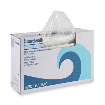 Reclosable Food Storage Bags, Gallon, 10.5" x 11", Clear, 250/Box