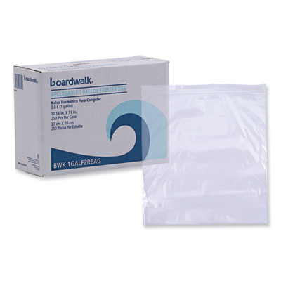 Reclosable Freezer Storage Bags, 1 Gal, 10.5" x 11", Clear, 250/Box