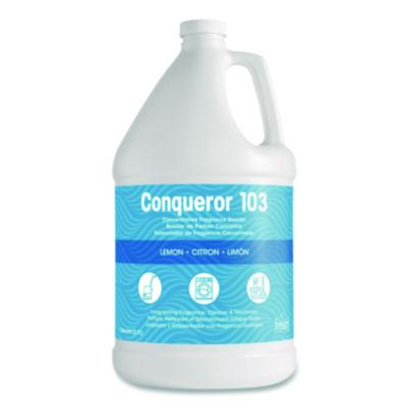 Conqueror 103 Odor Counteractant Concentrate, Lemon, 1 Gal Bottle, 4/Carton