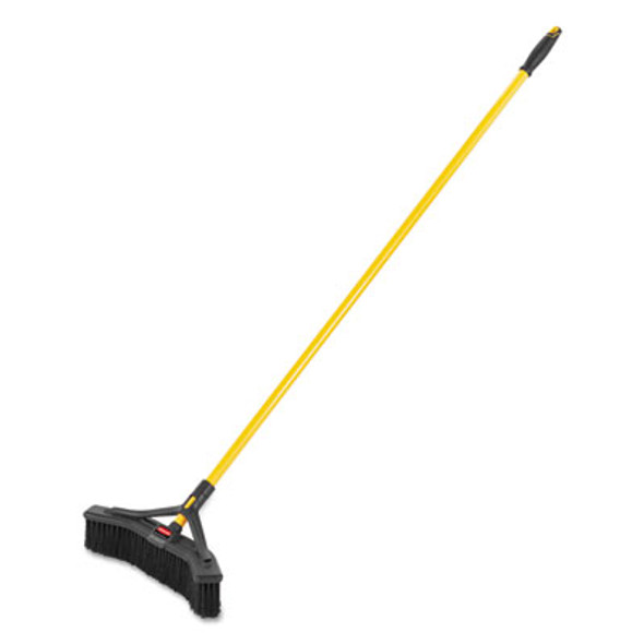 Maximizer Push-To-Center Broom, Poly Bristles, 18 X 58.13, Steel Handle, Yellow/Black
