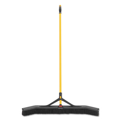 Maximizer Push-To-Center Broom, 36 x 58.13, Polypropylene Bristles, Steel Handle, Yellow/Black