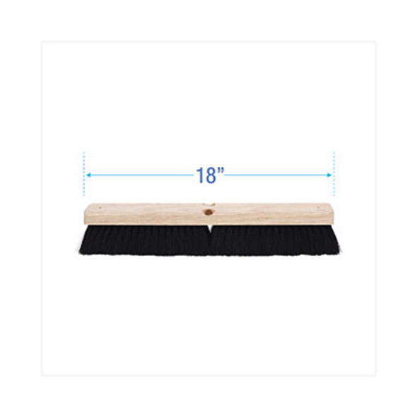 Floor Brush Head, 2.5" Black Tampico Fiber Bristles, 18" Brush
